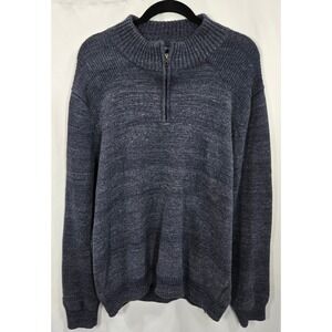 RYE by Hawker Rye Mens XL Blue Cotton 1/4 Zip‎ Mock Neck Pullover Sweater